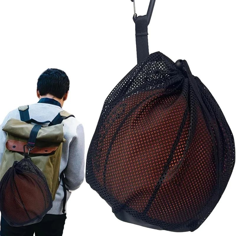 Outdoor Sports Net - Portable Drawstring Basketball Mesh Bag Football